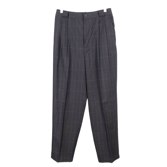Fundamental Things Pants - Plaid VTG Trousers 12 Petite Black High Waist Tapered Green Blue Red Chevron